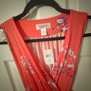 Motherhood Coral and Purple Floral Dress